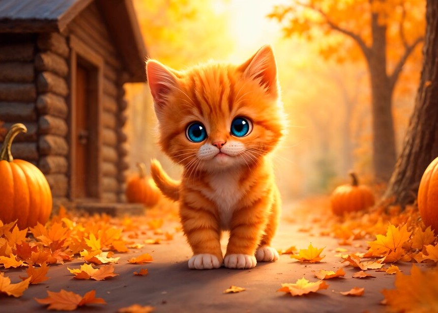 Adorable Orange Kitten in Nature Setting